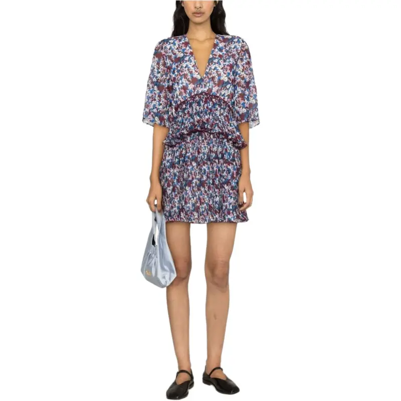 GANNI Floral Printed Flounce Mini Dress-2