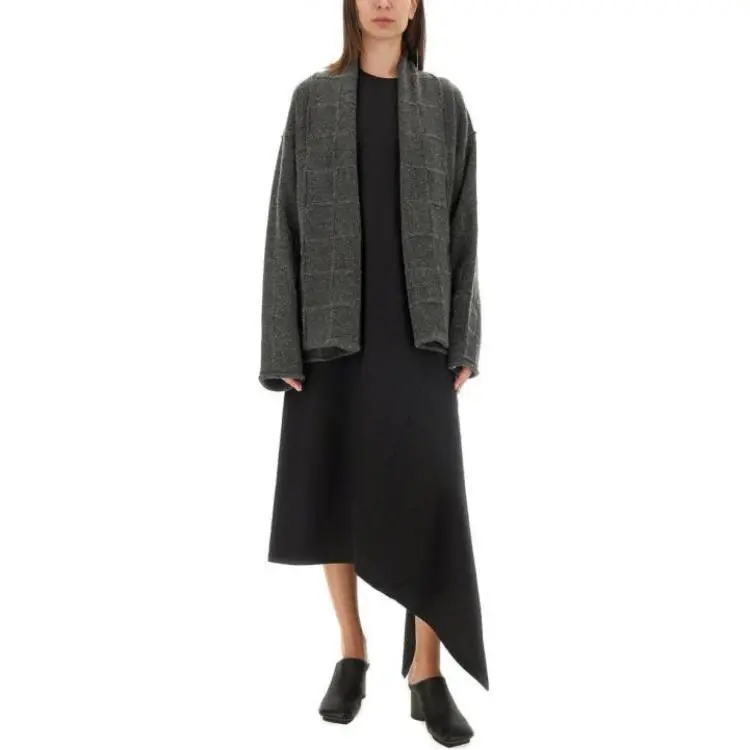 UMA WANG Check Patterned Long Sleeved Cardigan-2