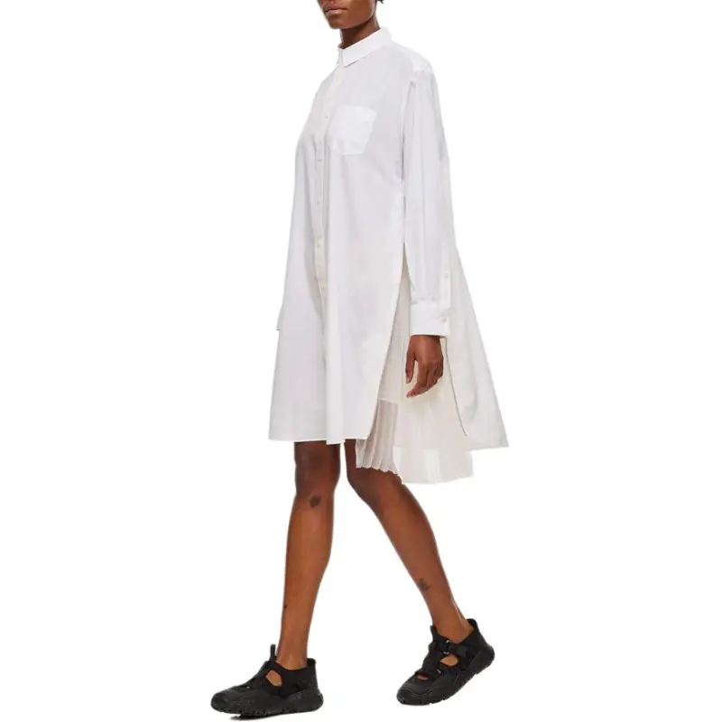 Sacai Pleated Zip Detailed Midi Shirt Dress-3