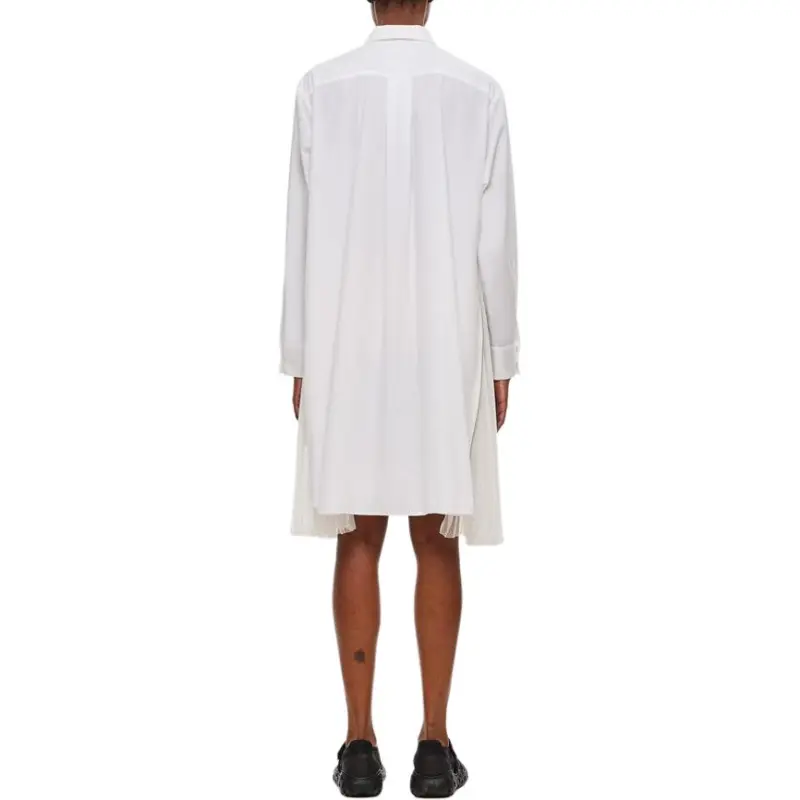 Sacai Pleated Zip Detailed Midi Shirt Dress-4