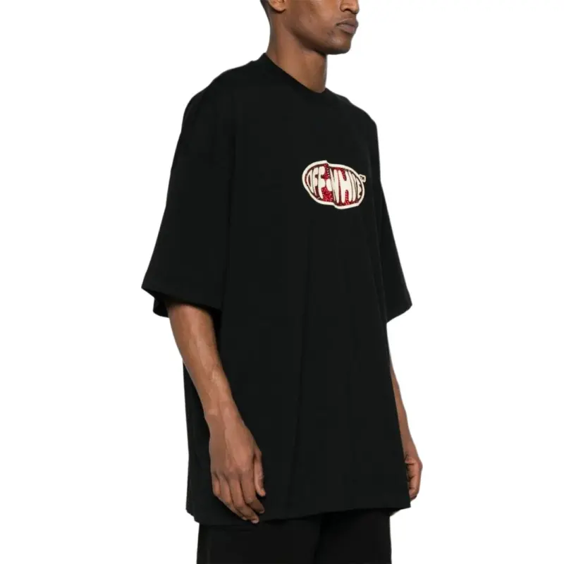 OFF WHITE Crystal Round Logo Over Short Sleeve Tee -3