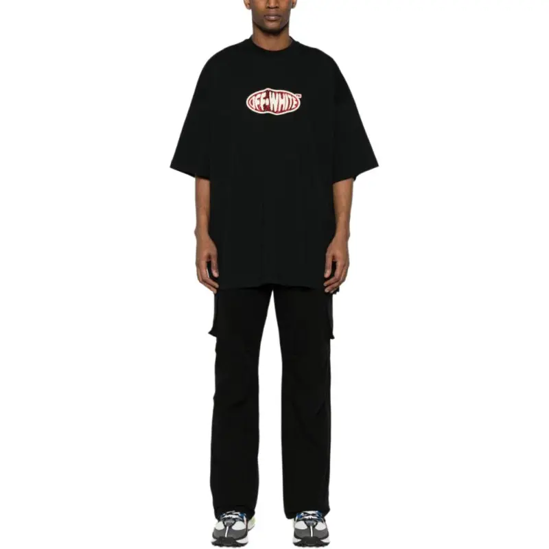 OFF WHITE Crystal Round Logo Over Short Sleeve Tee -2