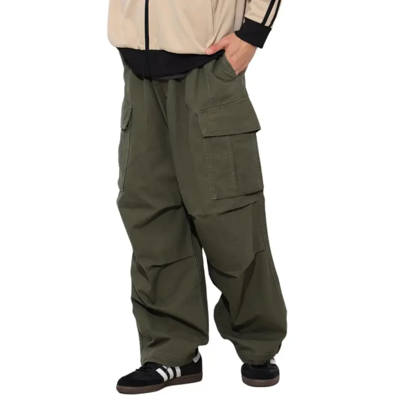 Beams Cargo Pants Men's Olive Green-4