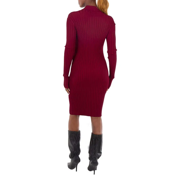 Burberry EKD Viscose Blend Dress Long Sleeved Dresses Women's Red-4