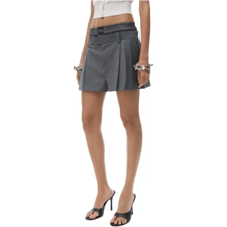 Alexander Wang W/ Boxer Pleated Shorts B Grey Pinstripe-3