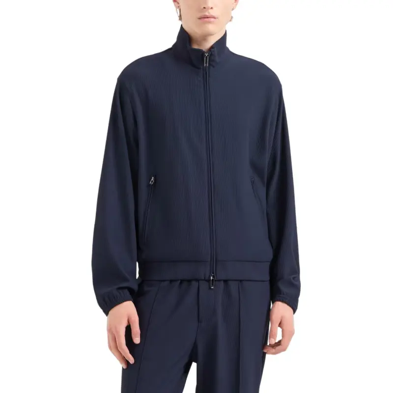 EMPORIO ARMANI Canneté effect Stretch Nylon Full zip Blouson-3