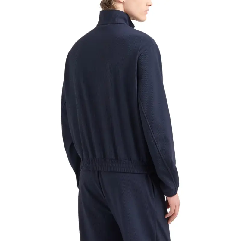 EMPORIO ARMANI Canneté effect Stretch Nylon Full zip Blouson-4
