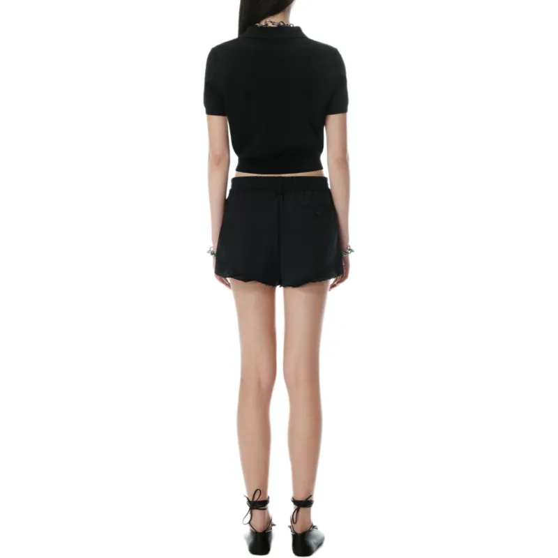 T By Alexander Wang Logo Short Sleeve Polo T shirt Black-3
