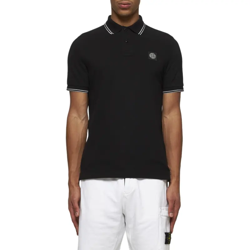 STONE ISLAND Logo Patch Short Sleeved Polo Shirt-4