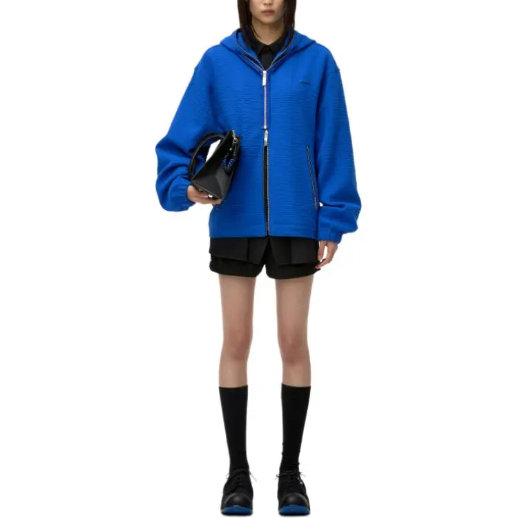 ADER ERROR Semi Oversized Fit Zip Hoodie 'Blue'-2