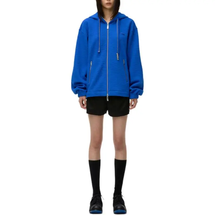 ADER ERROR Semi Oversized Fit Zip Hoodie 'Blue'-3