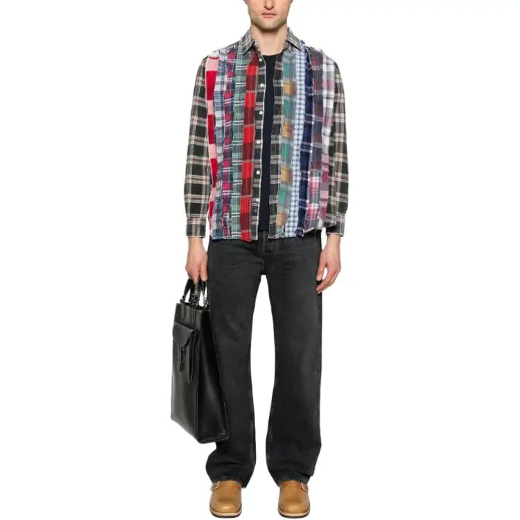 Needles Flannel Shirt Ribbon Wide Shirt-1