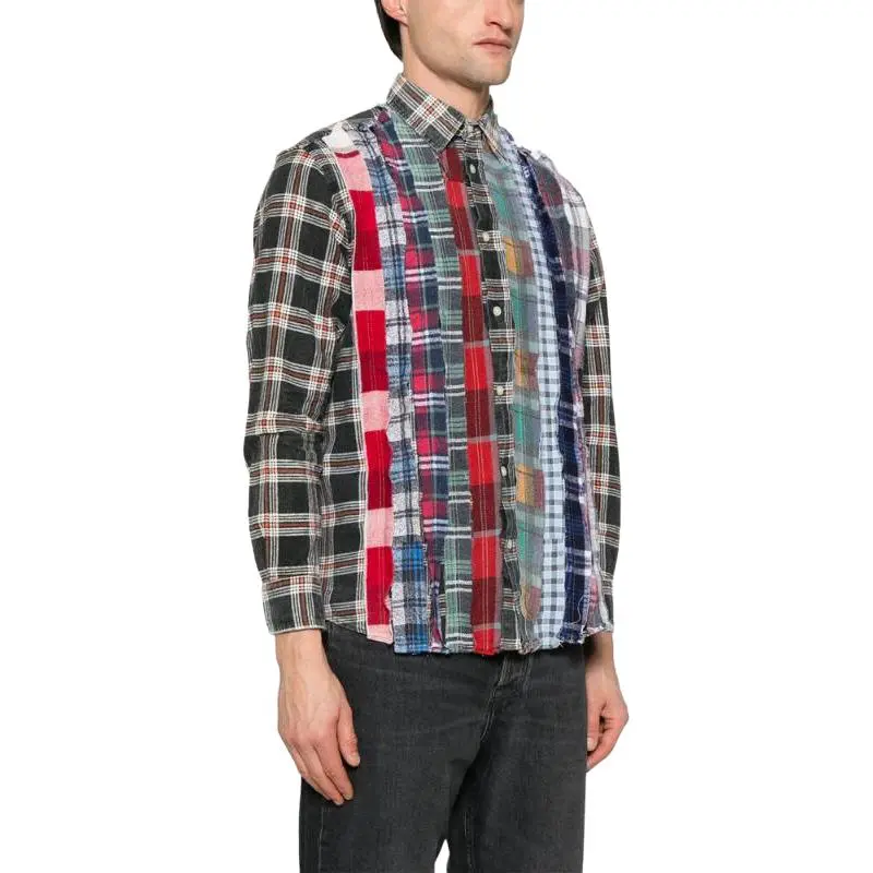 Needles Flannel Shirt Ribbon Wide Shirt-2