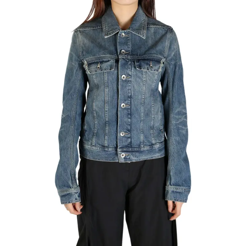Rick Owens DRKSHDW Giacca Denim Trucker Jacket 'Washed Indigo'-2