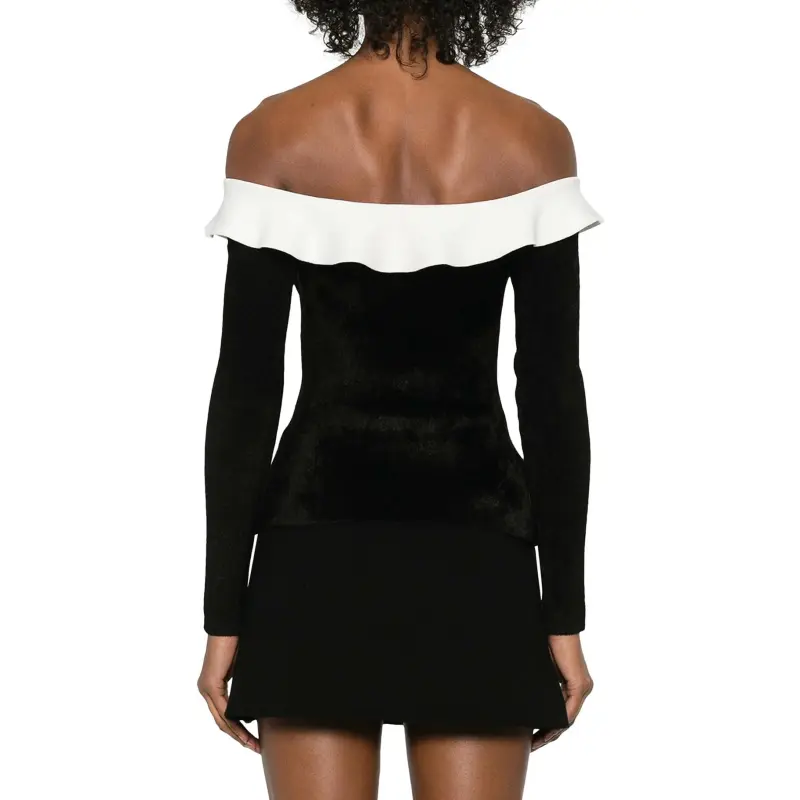 Self portrait Chenille Knitted Off Shoulder Top-3