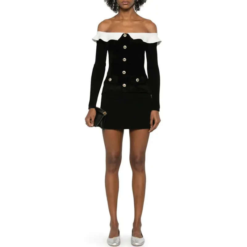 Self portrait Chenille Knitted Off Shoulder Top-1