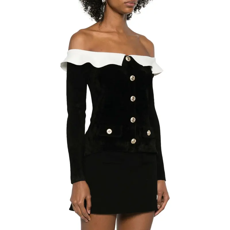 Self portrait Chenille Knitted Off Shoulder Top-2