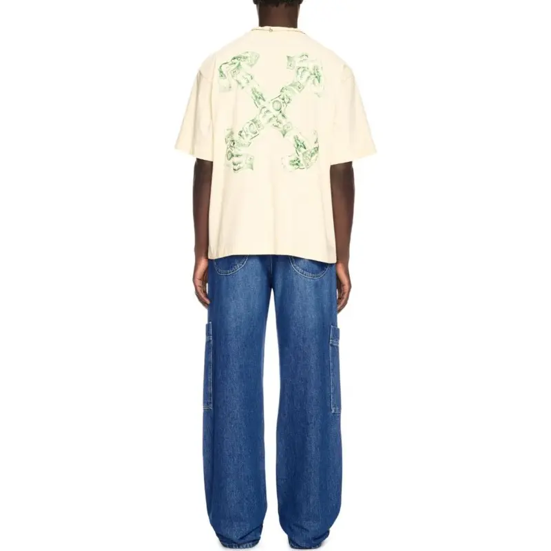 OFF WHITE Irregular Logo Embroidered Jeans-4