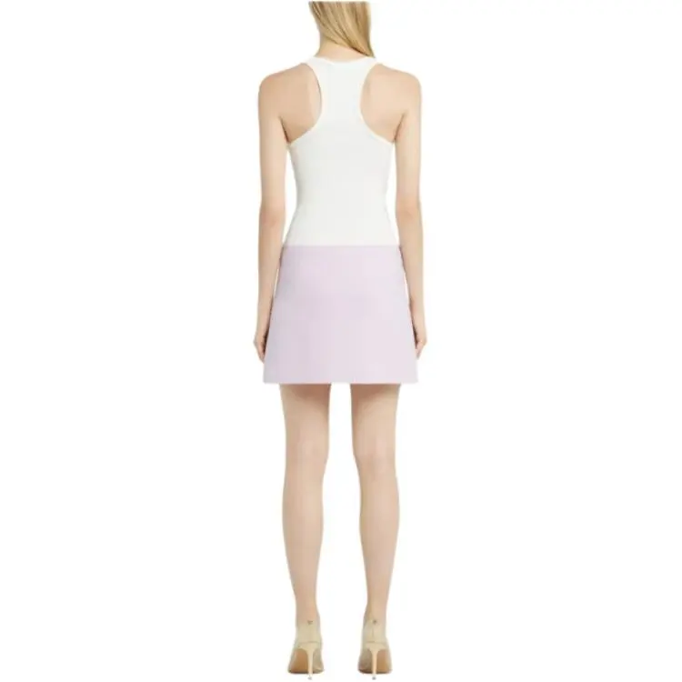 COURREGES Buckle 90s Rib Tank Top 'Heritage White'-4