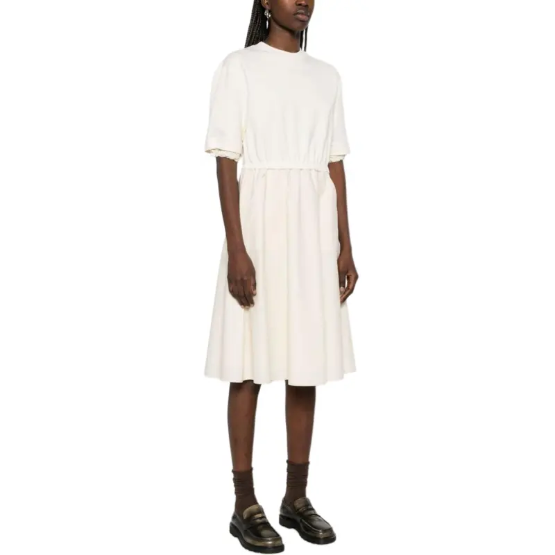 Moncler Short Sleeved Drawstring Midi Dress-1