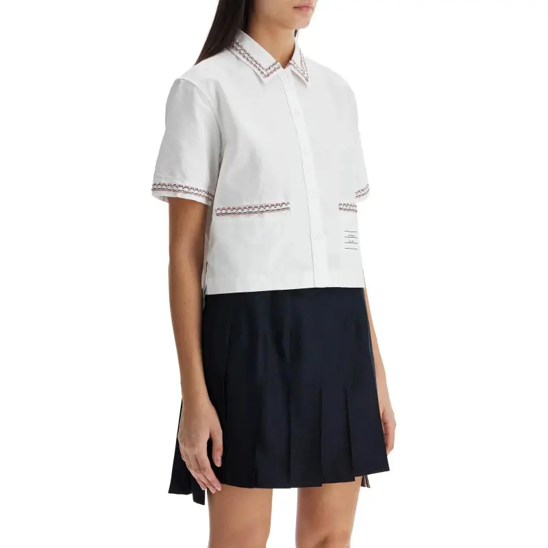 THOM BROWNE Oxford Cropped Shirt-2