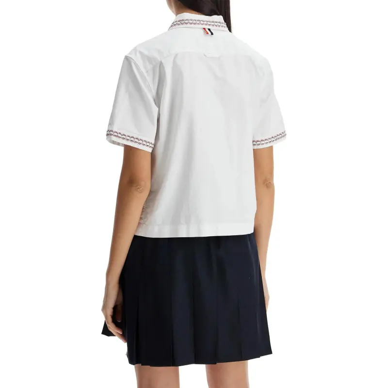 THOM BROWNE Oxford Cropped Shirt-3