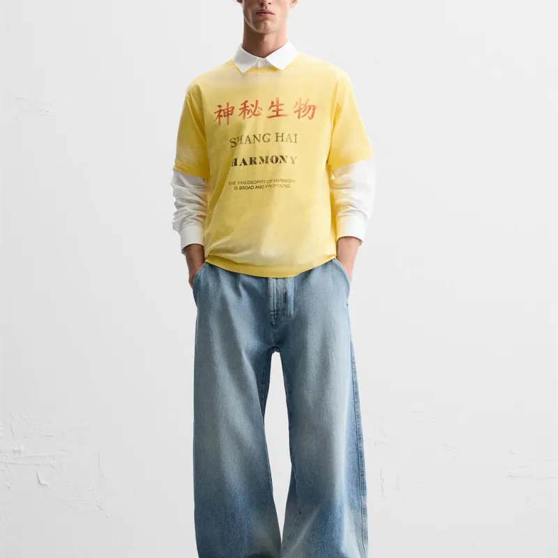 ZARA T Shirts Men Yellow-2