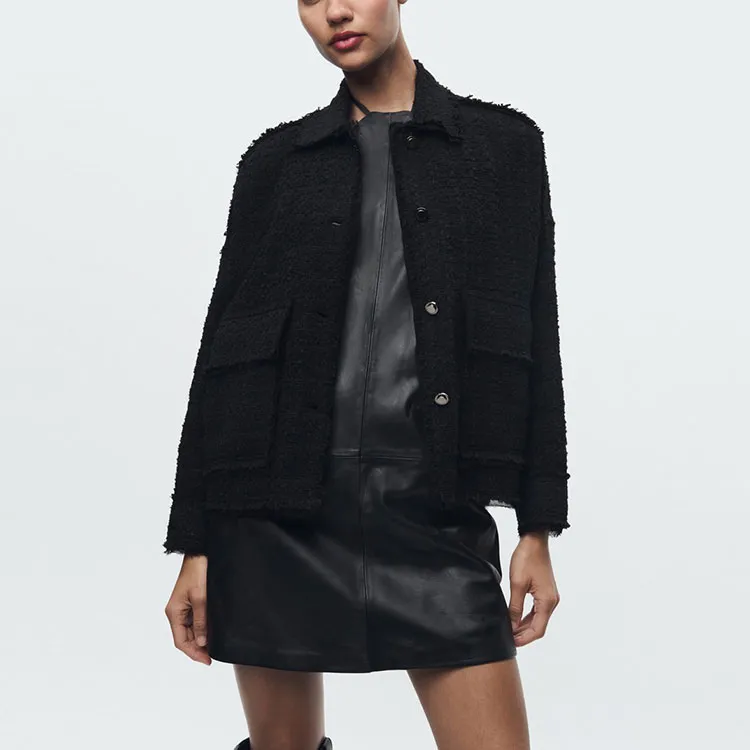 ZARA Jackets Coats Women's Black-4