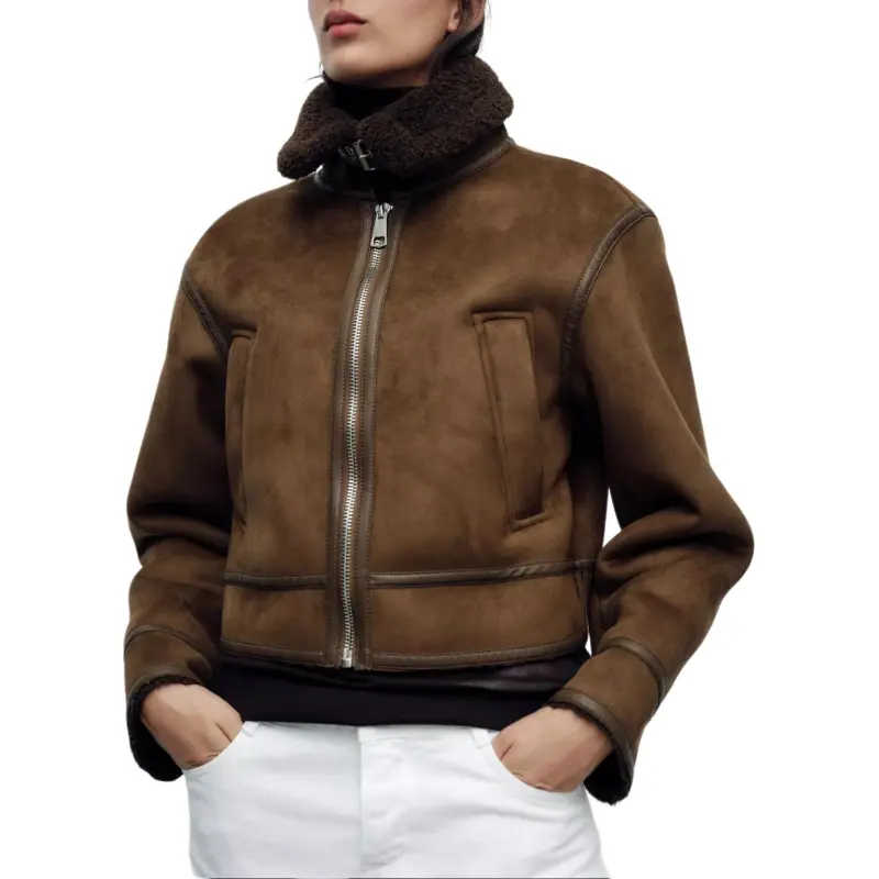 ZARA Jackets & Coats Women's Brown-3