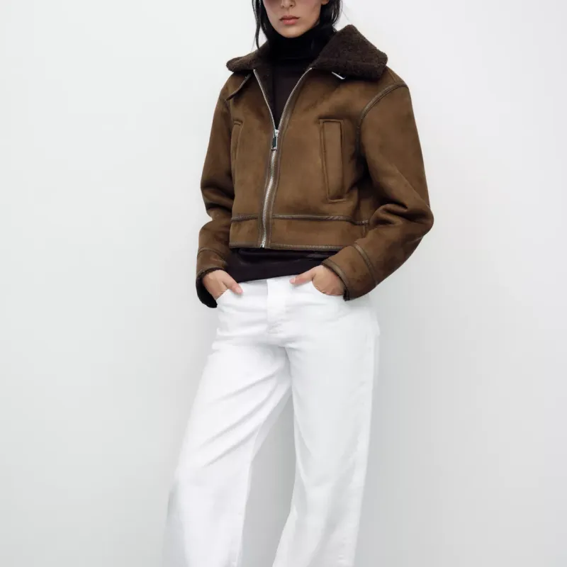 ZARA Jackets & Coats Women's Brown-2