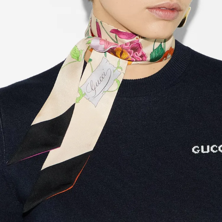 GUCCI Silk Scarves Women's Beige Yellow-2