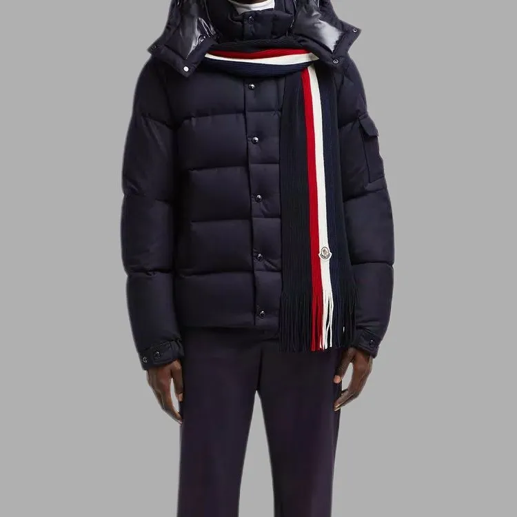 Moncler Logo Patch Fringe Detailed Scarf-1