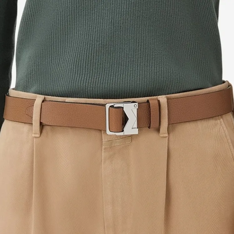 MONTBLANC Cow Leather Belts Unisex Caramel Brown Width 3.5cm-1