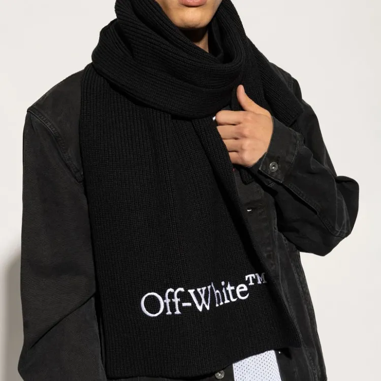 OFF WHITE Logo Embroidered Scarf-2