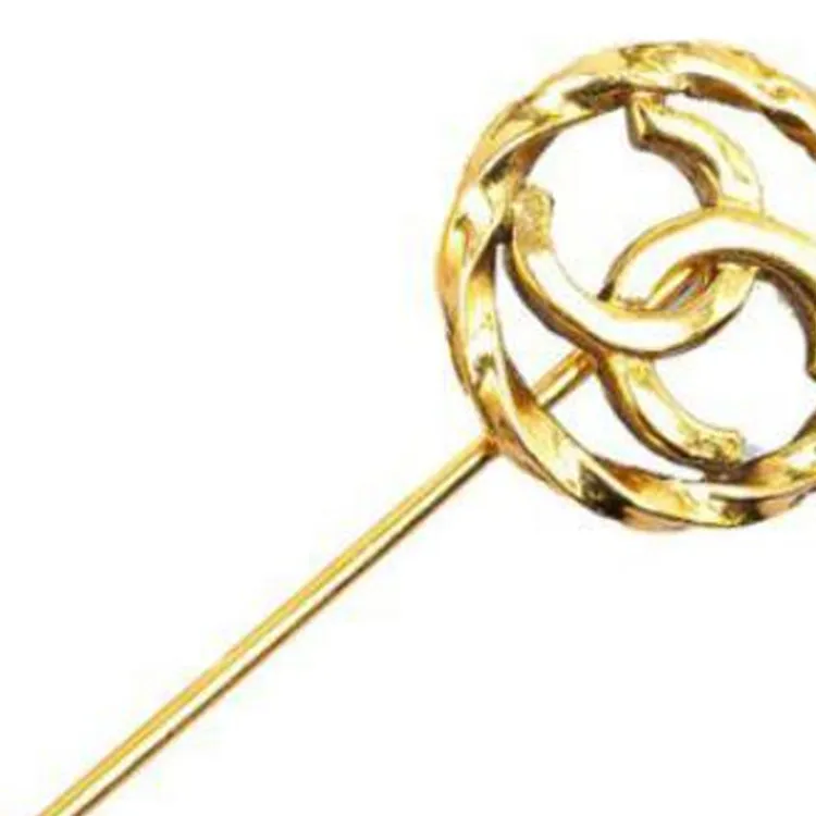 CHANEL 20th Century Plated Cc Pin Costume Brooch-2