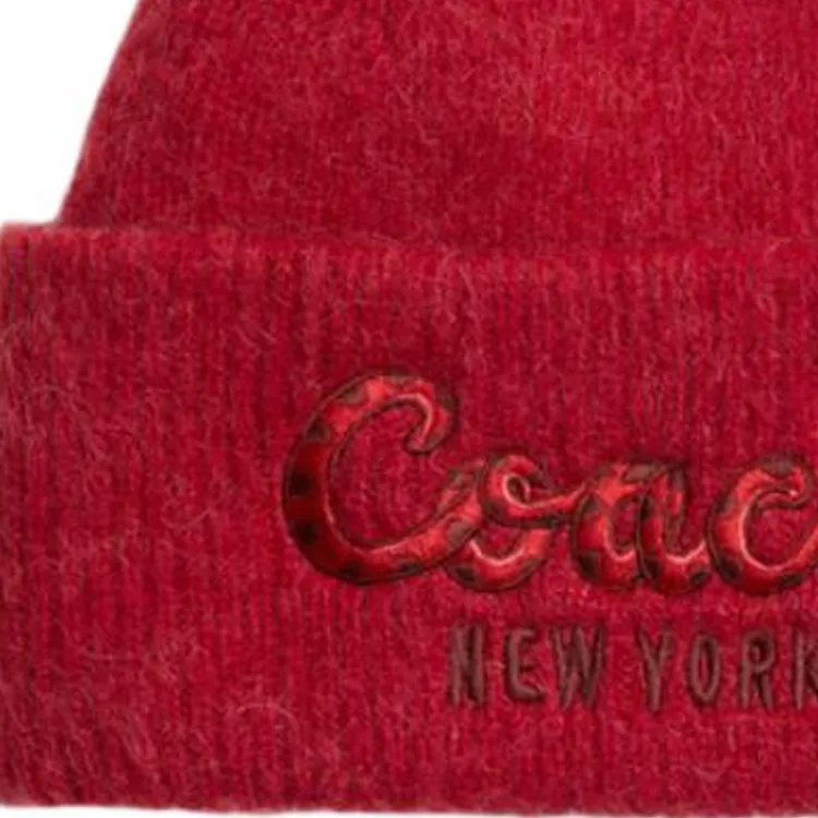 COACH Sheep Wool Beanies Unisex Red-1