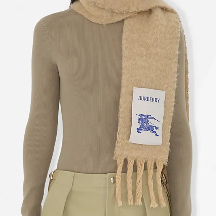Burberry Wool Mohair Polyamide Knit Scarves Unisex Beige-1