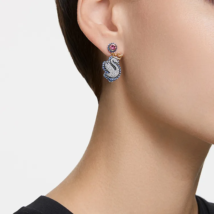 Swarovski Faux Crystal Earrings Women's Blue-3