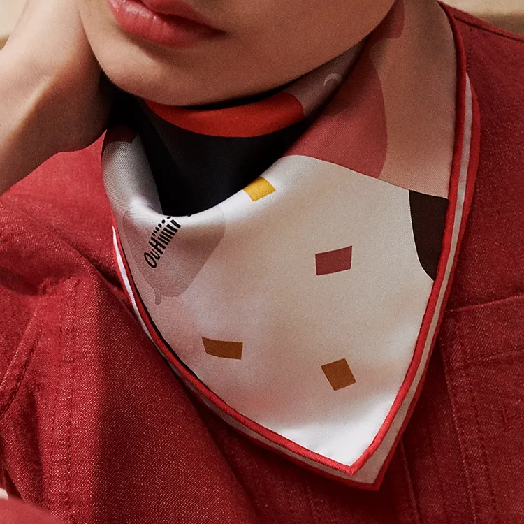 HERMES Silk Scarves Unisex White-1