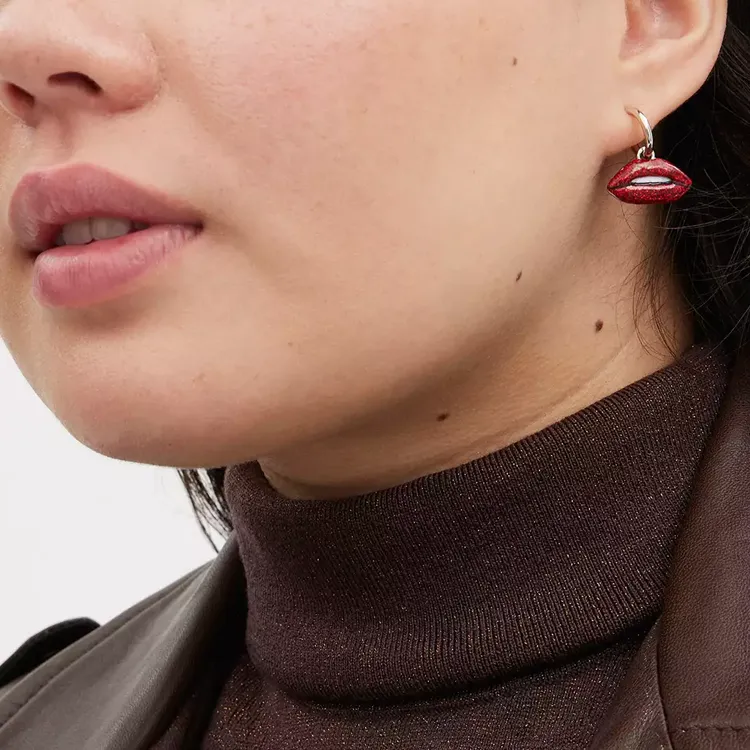 COACH Brass-Plated Glass Enamel Cubic Zirconia Earrings Women's Silver-1