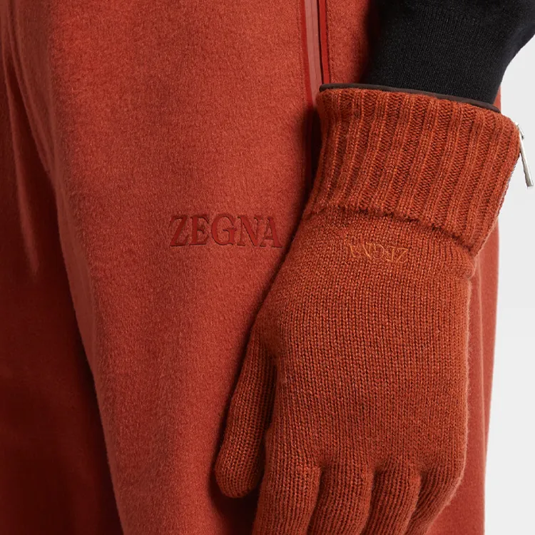 Ermenegildo Zegna Oasi Cashmere Logo embroidered Gloves-1