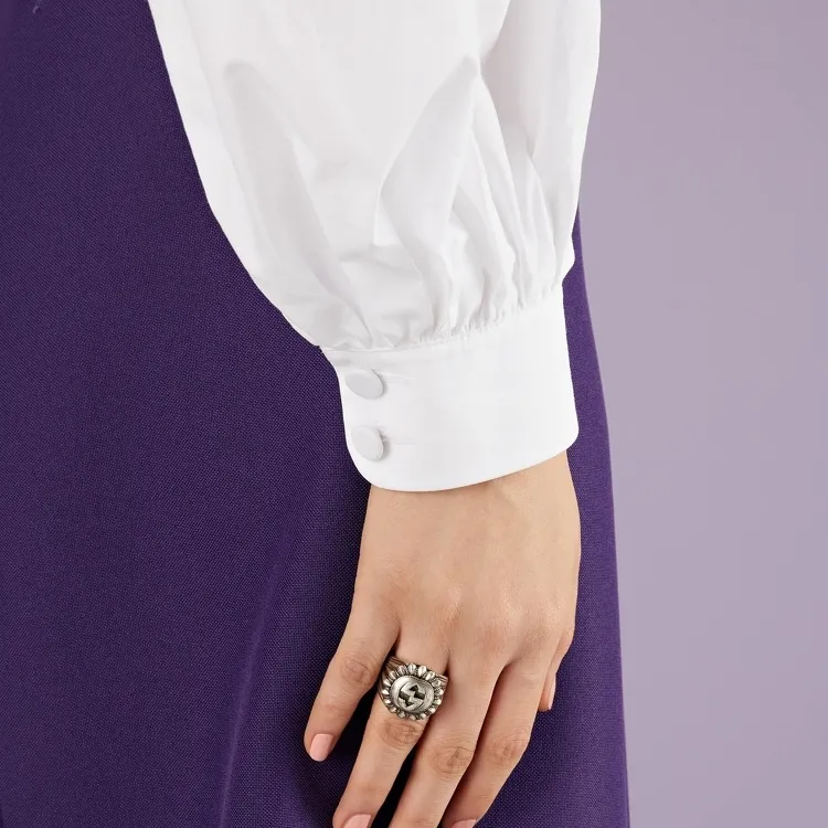 GUCCI Interlocking G Silver Signet Ring-3
