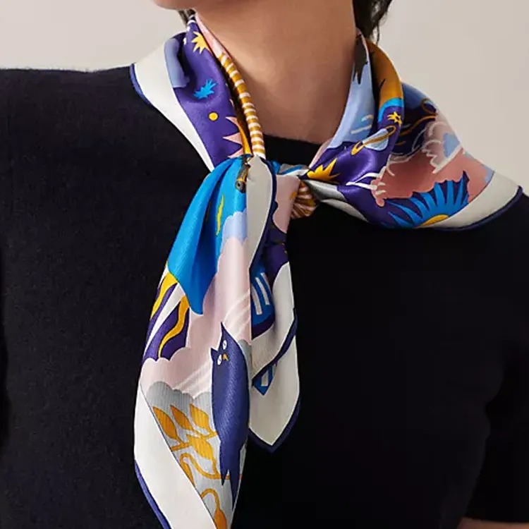 HERMES Silk Scarves Women's Indigo-2