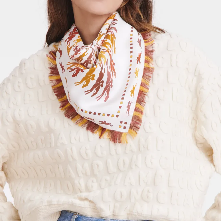 LONGCHAMP Silk Scarves Women's Orange-1