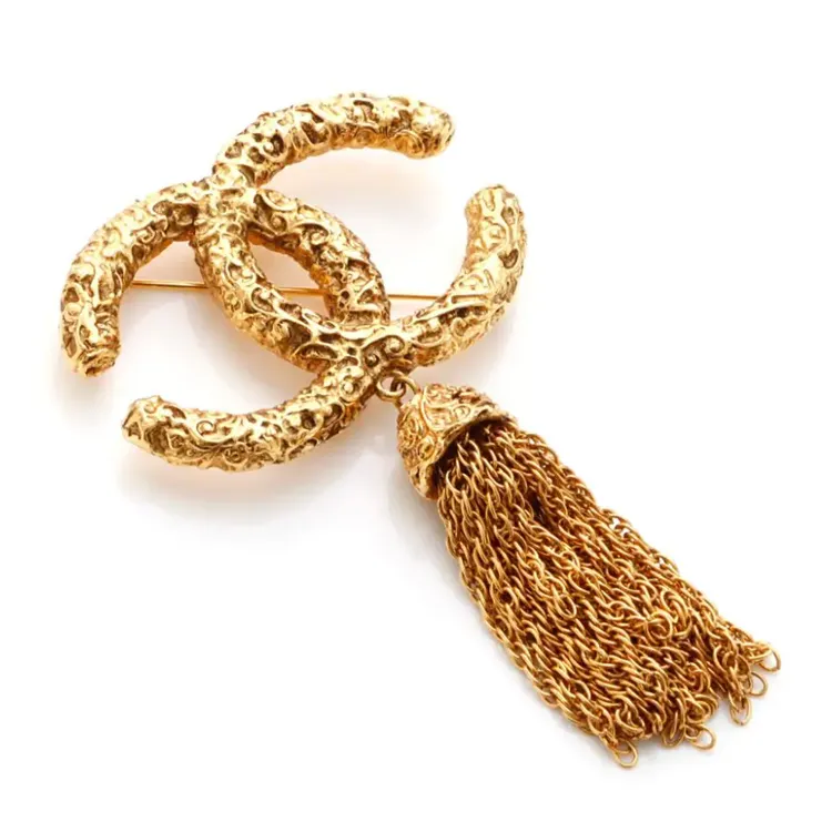 CHANEL 1997 CC logo Tassel Brooch-2