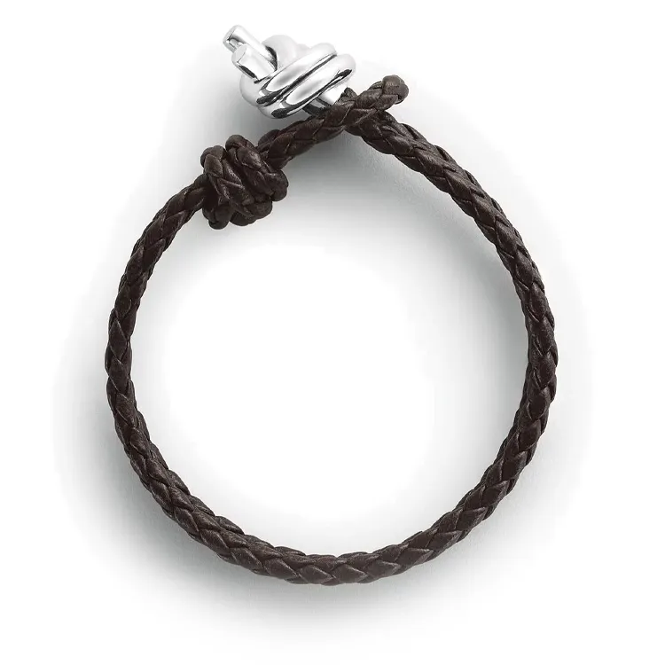 Bottega Veneta Lambskin, Sterling Silver Bracelets Women's Brown-1
