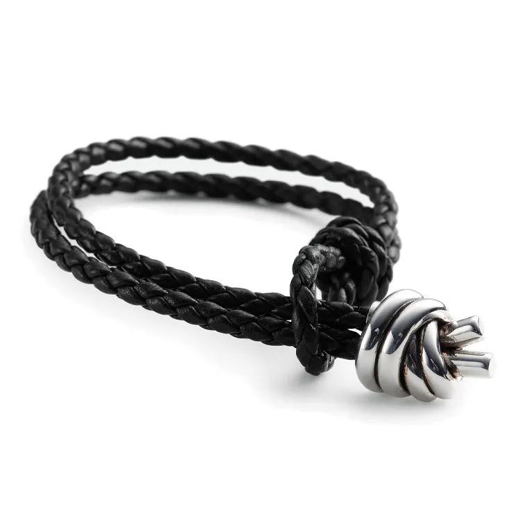 Bottega Veneta Lambskin, Sterling Silver Bracelets Women's Brown-2