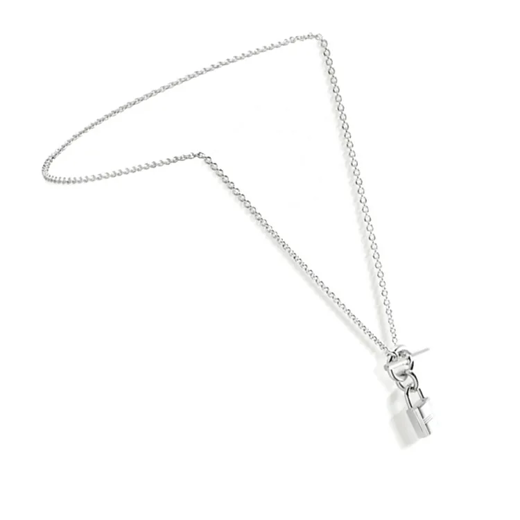 HERMES 925 Sterling Silver Necklaces Unisex Silver-2