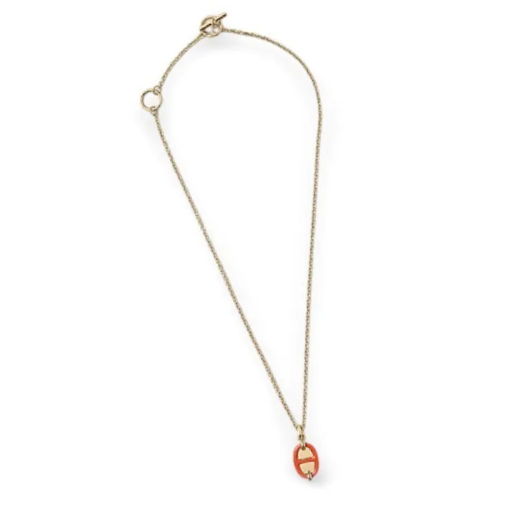 HERMES Metal Necklaces Women's Orange-2
