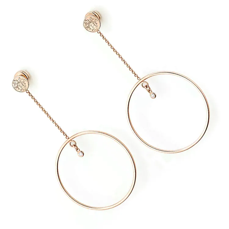 HERMES Rose Gold Earrings Unisex Rose Gold-2
